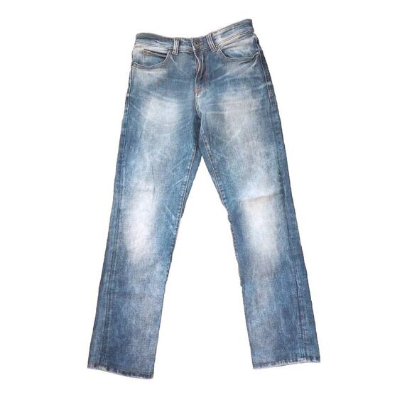 OUTPOST MAKERS Buckle jeans mens Sz 30/32 Relax Taper Blue Denim Embordered - Picture 1 of 8